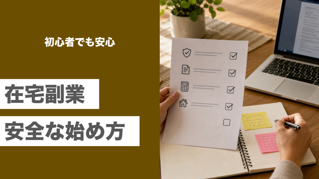 初心者向け在宅副業の安全な始め方を表すアイキャッチ画像