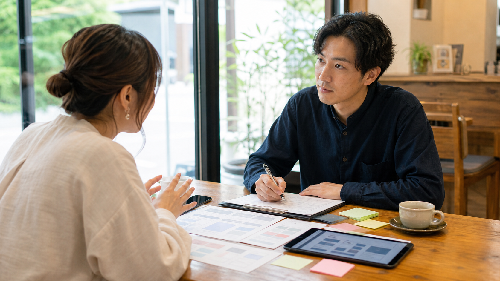 Webデザイン案件のヒアリングで要件を確認するイメージ