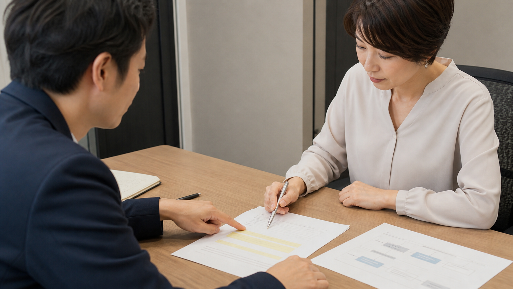 業務委託契約で確認すべき項目を打ち合わせる場面