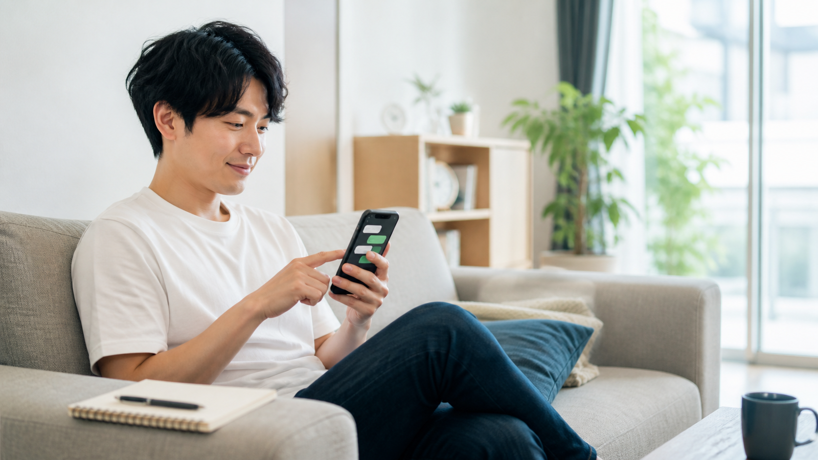 チャッピーの使い方を初めてスマホで試す日本人の写真