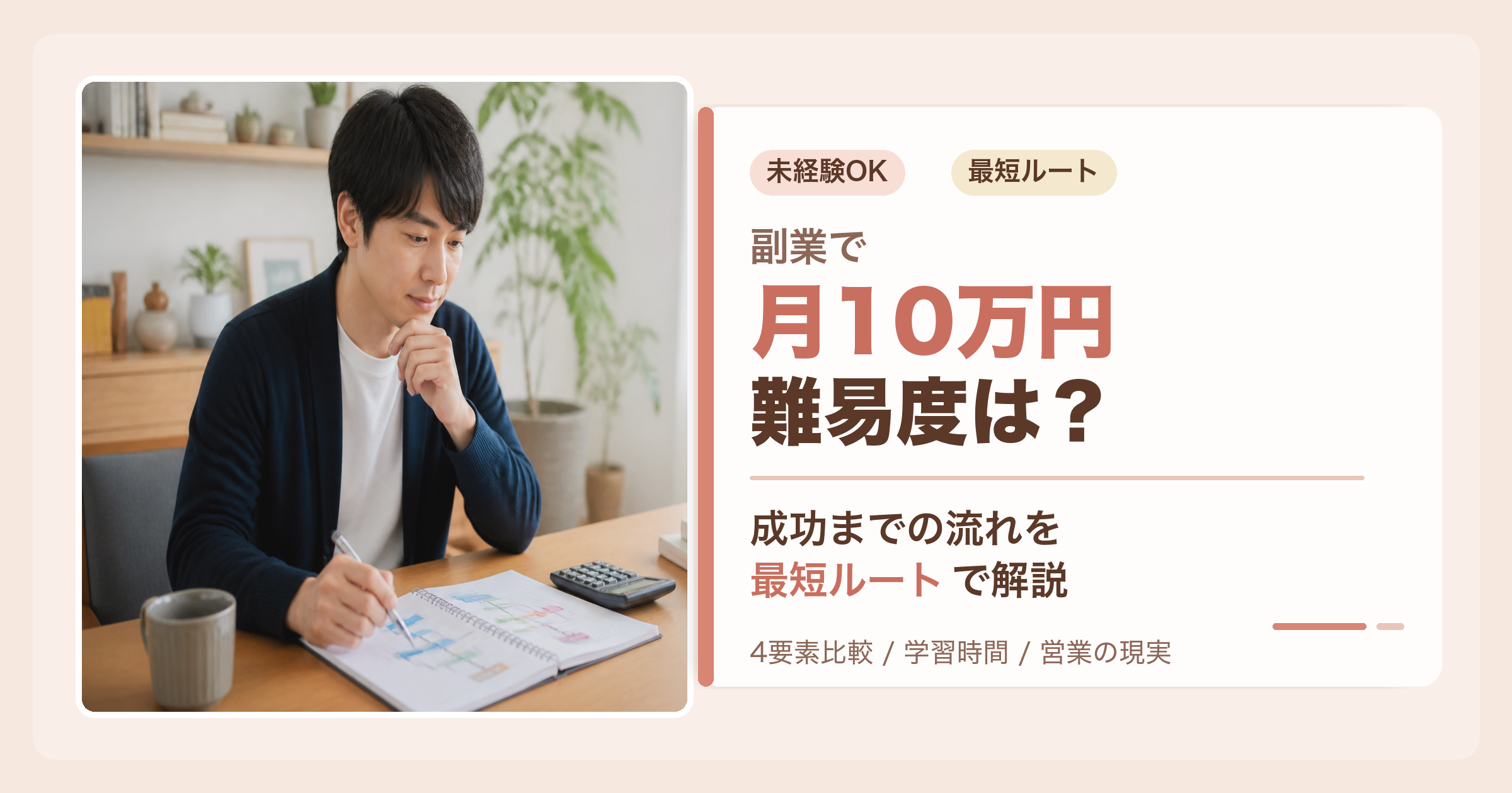 副業で月10万円の難易度と未経験からの最短ルートを解説するアイキャッチ