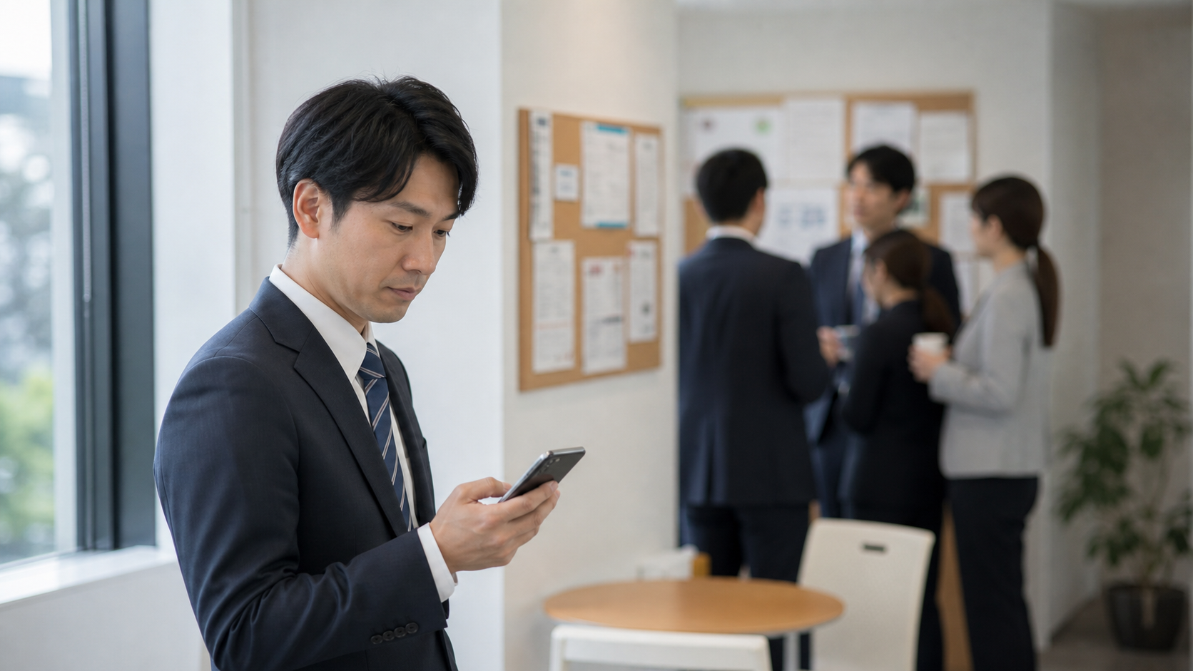副業が会社に知られる経路を意識してスマホを確認する会社員