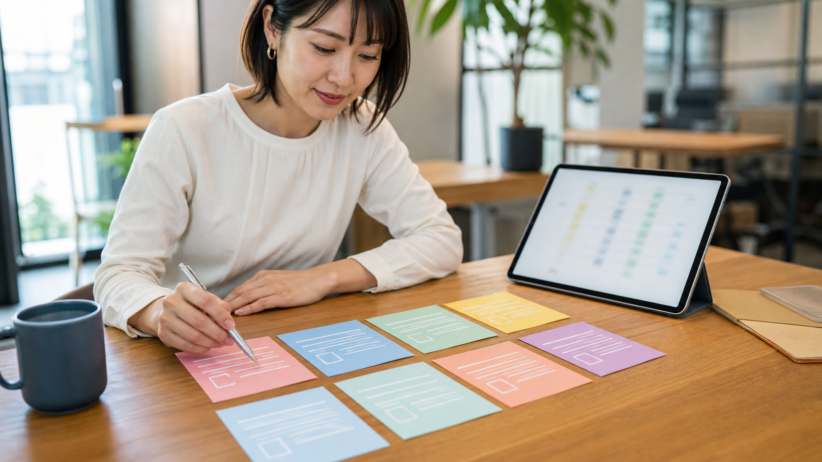 月5万円に届く8つの副業パターンをカードで比較する女性