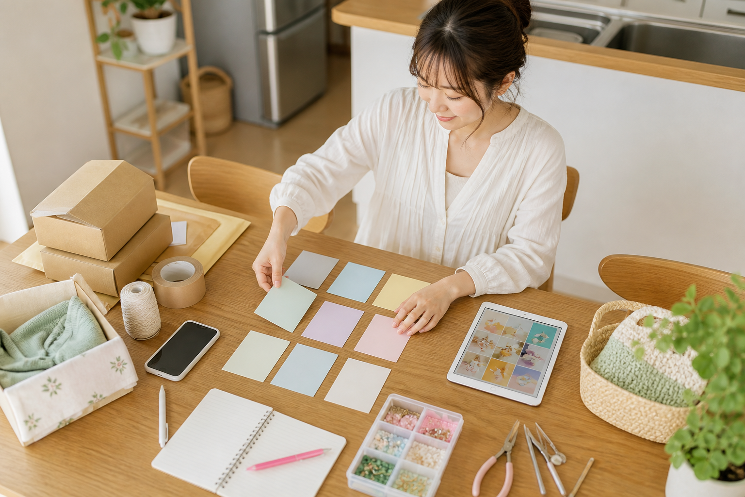 初心者が始めやすい副業10選を整理する日本人女性の写真