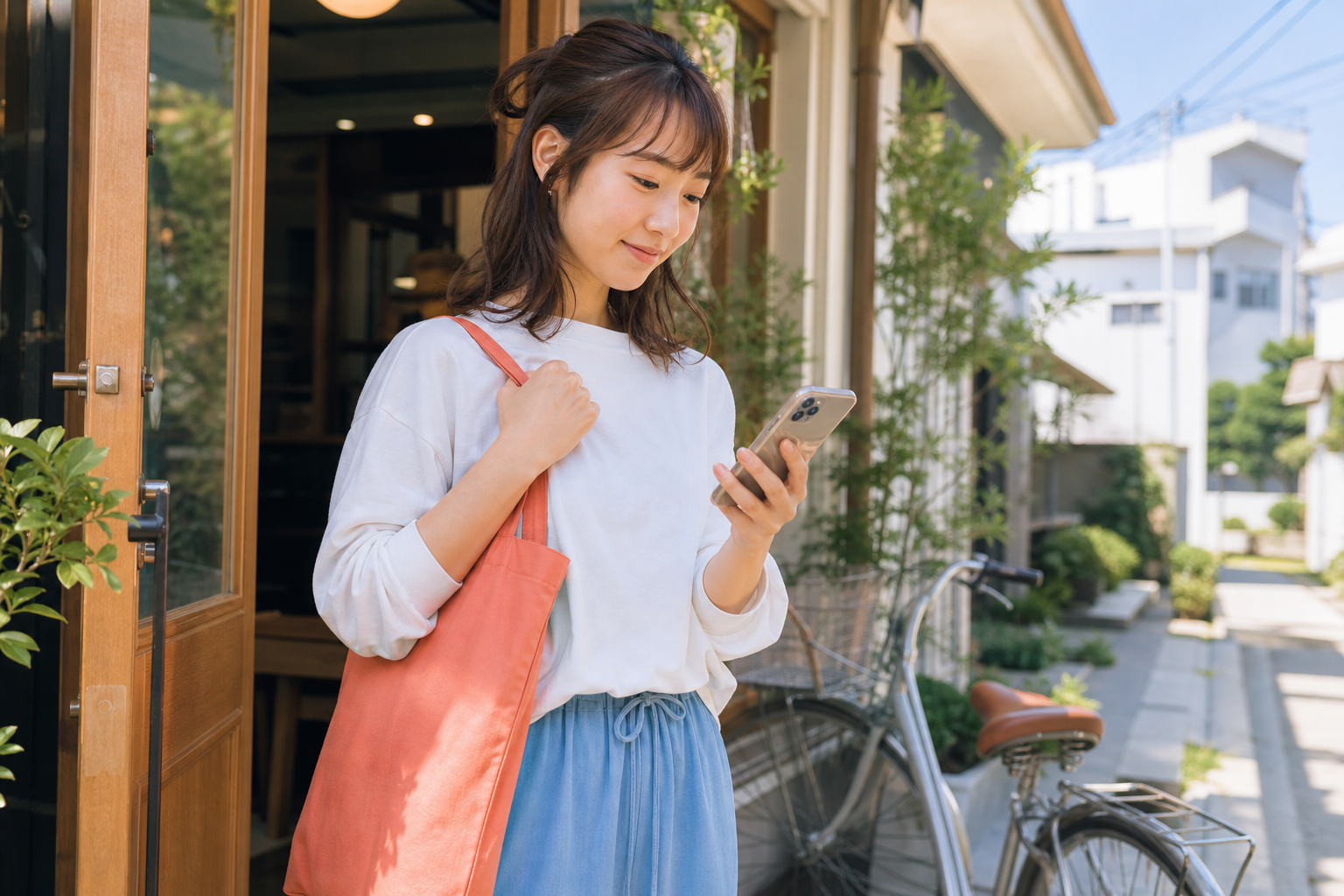 スポットワークで短時間の副業を始める日本人女性の写真