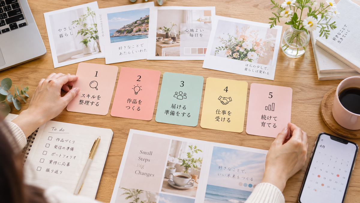 Canvaを仕事にする5ステップを表す写真