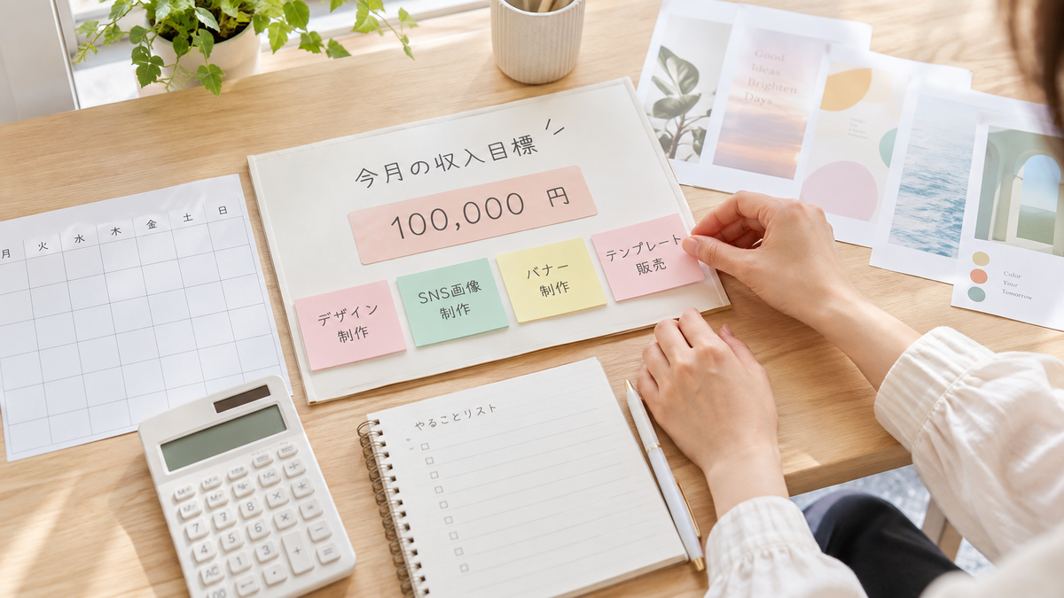 Canvaの仕事で月収目標を立てる写真